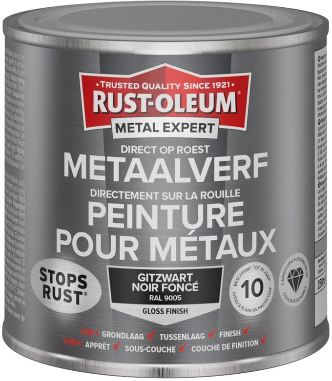 Rust-Oleum Metal Expert Direct Op Roest Metaal Verf 250ml - RAL 9005