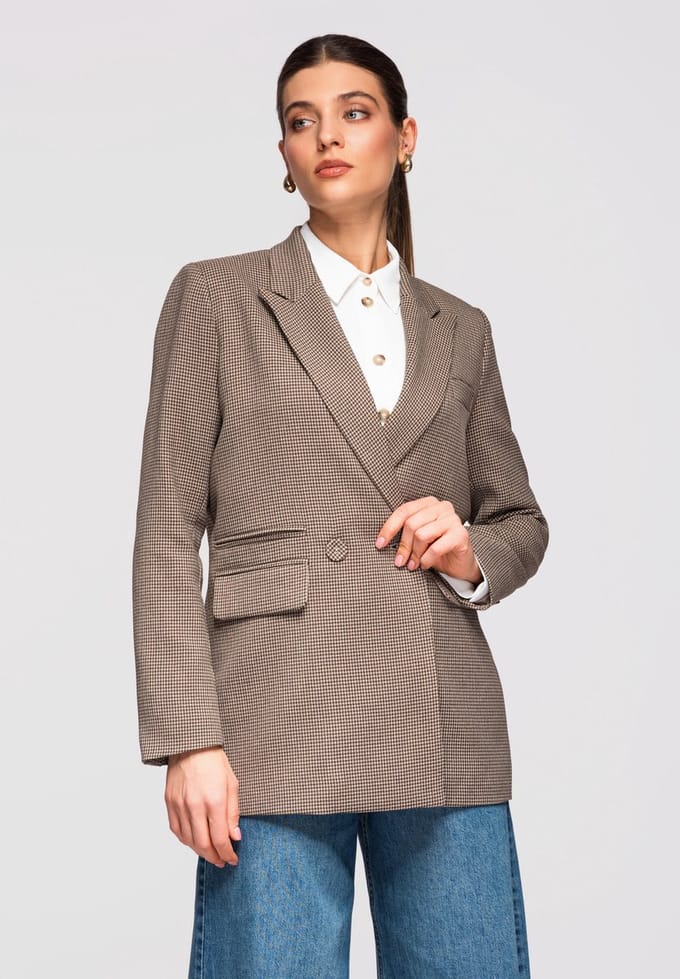 OMBRE Blazer - Slim Fit - Lange Mouw - Knopen Koffie L