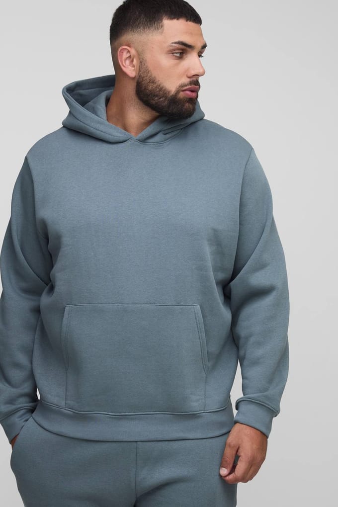 Plus Essential Regular Fit Over the Head Hoodie | Slate Grey | Size 4XL