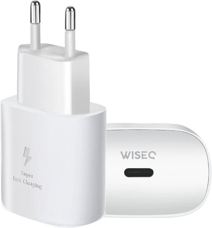 WISEQ USB-C Adapter 25W – Snelle Oplader – Geschikt voor iPhone & Samsung – Wit
