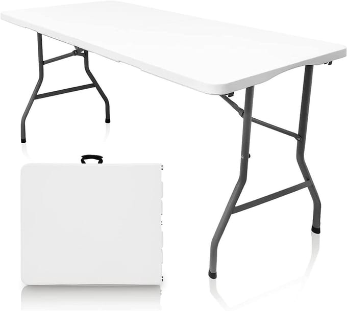Vouwtafel - Klaptafel Tafel - Binnen en buiten - Zware kwaliteit kunststof - 122 cm - Wit