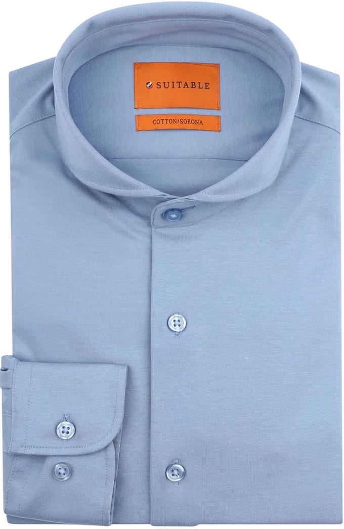 Suitable Sorona Overhemd Mid Blauw - Maat 40 - Heren - Overhemden Formeel