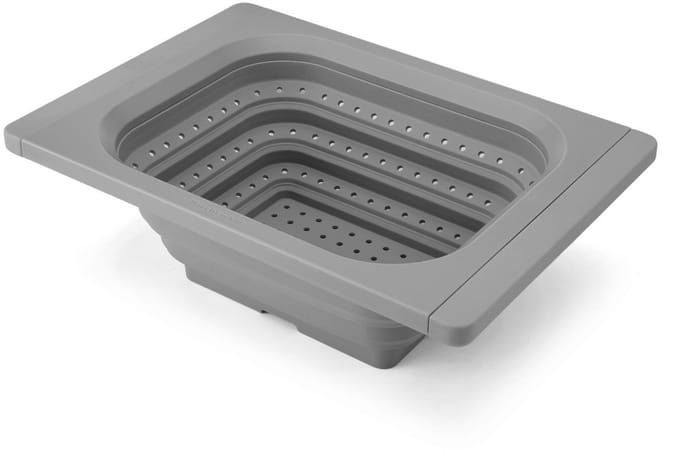Vergiet, Inklapbaar, Uitschuifbare Handgrepen, 37 cm x 26 cm, Siliconen, Grijs - KitchenAid