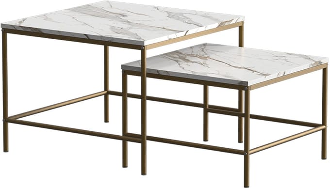 Vicco Ramio Salontafel set – 60 x 60 cm 2 delen Wit/Goud
