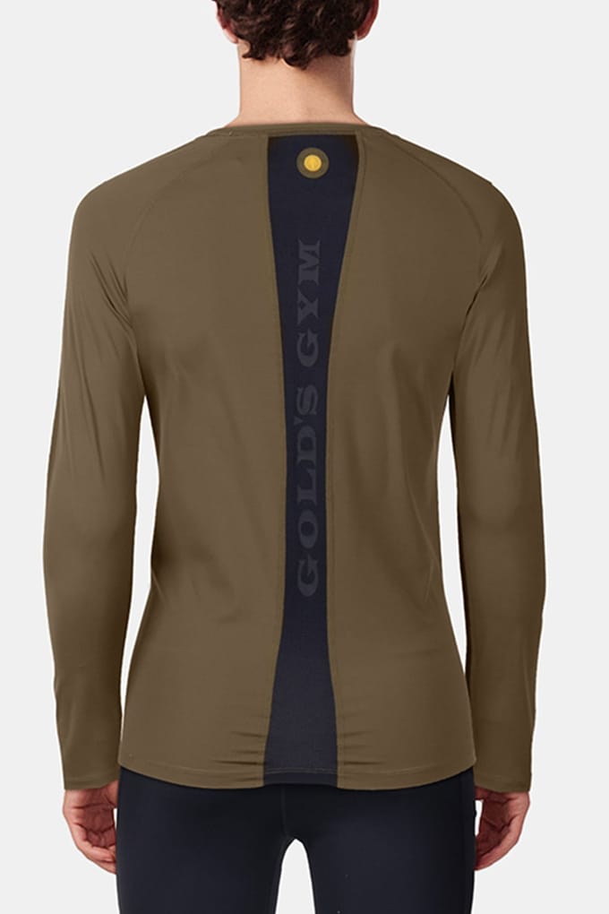 Gold's Gym Greg - Men's Fitted Compression Longsleeve Olive Größe: L | Sportbekleidung Outlet | Herren | Grün