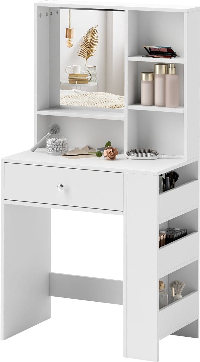 HOMCOM-Schminktisch-Spanplatte-70L x 40B x 137H cm-Weiß