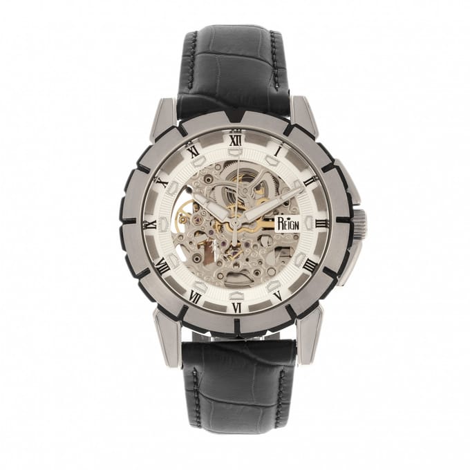 Reign Philippe automatisch skelet horloge met leren band