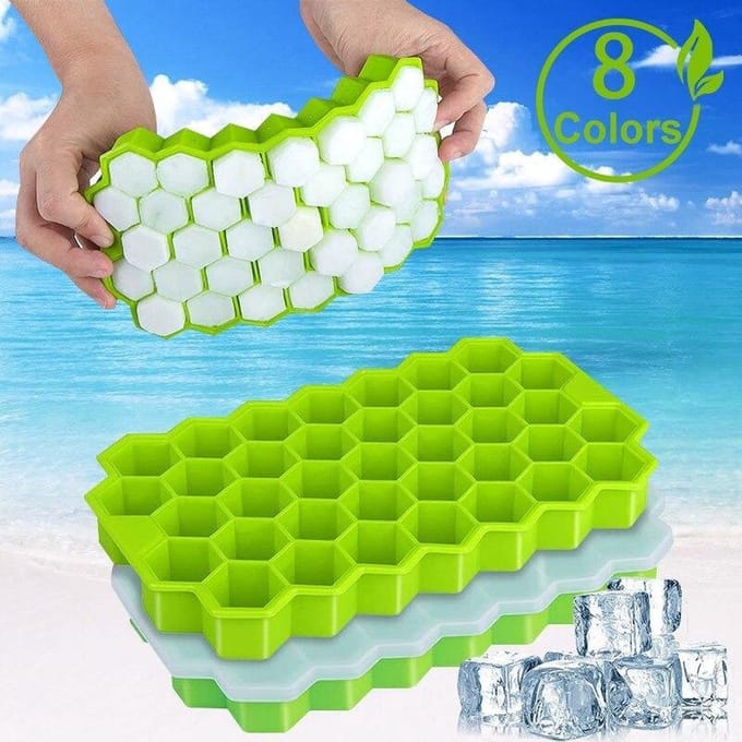 Siliconen Ice Dienblad met deksel Honingraat Ice Cube Mold Ice Cube Making Tool Keuken Accessoires Mold Tray Cube Dienblad -Rood