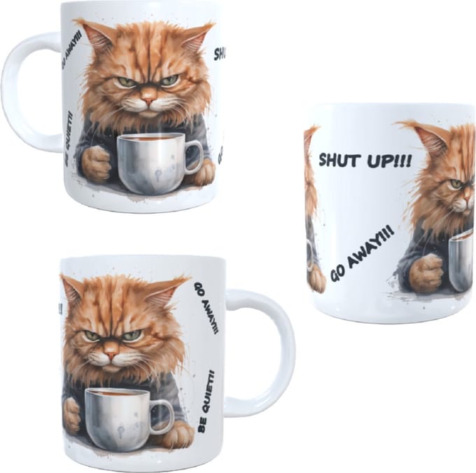 Beker - mok boze bruine kat - angry brown cat