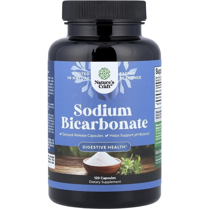 Nature's Craft, Bicarbonate de Sodium, 120 Gélules (650mg par capsule)