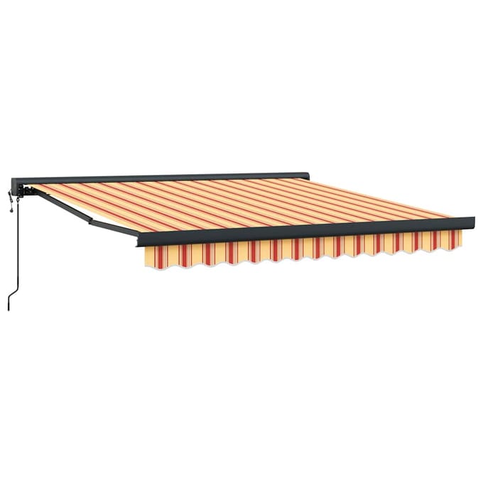 vidaXL - Uitschuifbare - luifel - Geel - en - Wit - met - Antraciet - Frame