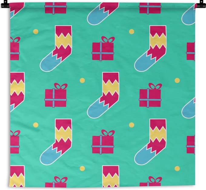 Wandkleed - Wanddoek - Sokken - Cadeau - Patroon - 60x60 cm - Wandtapijt