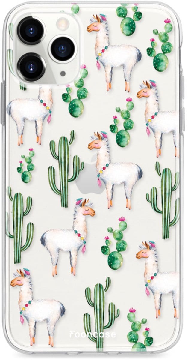 Fooncase Hoesje Geschikt voor iPhone 11 Pro Max - Shockproof Case - Back Cover / Soft Case - Alpaca / Lama