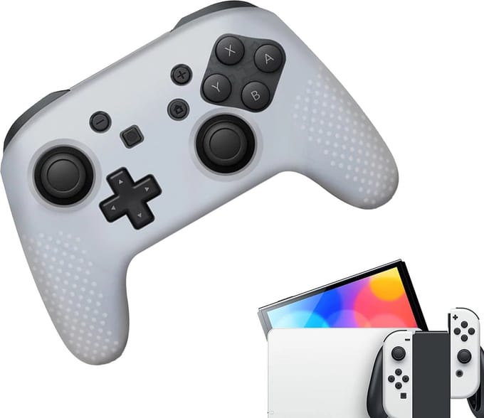 Gadgetpoint - Hoesjes & Skins voor Nintendo Switch 1 - Performance Gaming Case - Soft Grip Covers - Anti-Slip Pro Controller Accessoires - Wit
