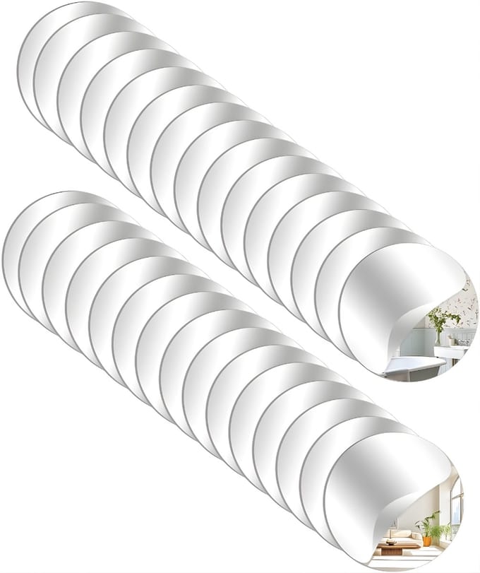 DnA® Spiegel - 30 Ronde Spiegel Acryl 5 cm - Plakspiegel - Wit - 5cm x 5cm x 1cm