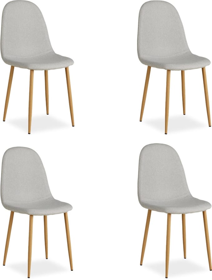 Homestyle4u Eetkamerstoelen - Set van 4 - Grijs - Linnen