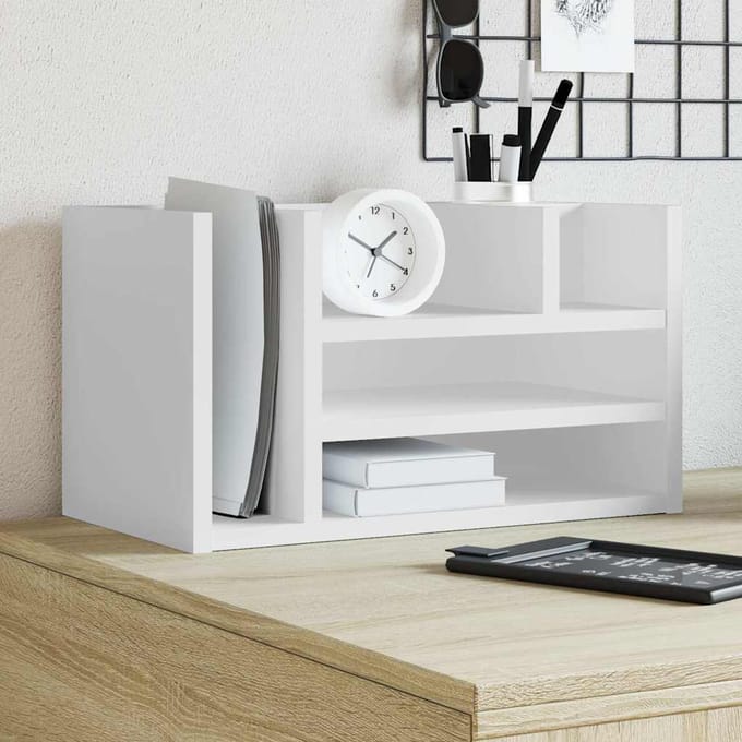 vidaXL - Bureau - organiser - 44,5x24x25 - cm - bewerkt - hout - wit