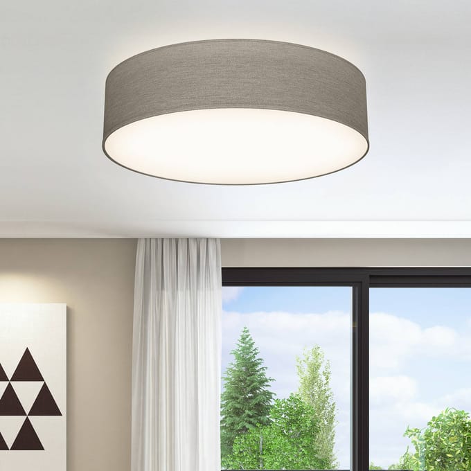 B.K.Licht - Plafondlamp - Ø38cm - taupe - excl. 2x E27 lichtbronnen