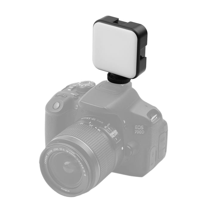 W49S Mini LED Videolamp 5600K Dimbaar 5W Ingebouwde Oplaadbare Batterij 3 Cold Shoe Bevestigingen Light Only zwart