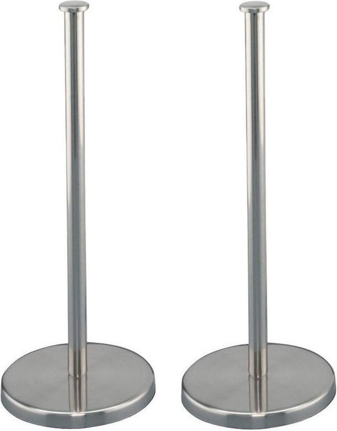 2x Zilveren RVS keukenrolhouder rond 13 x 32 cm