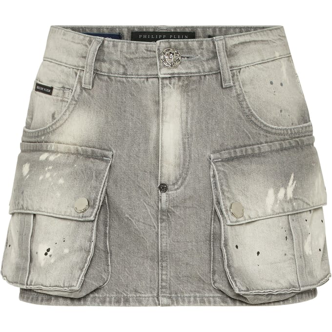 Denim Cargo Mini Skirt
