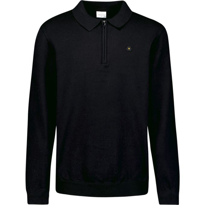No Excess Pullover Polo Half Zipper Solid Knit Black Größe: S | Poloshirts Outlet | Herren | Schwarz
