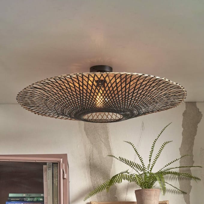 GOOD&MOJO Plafonniere Kalimantan - Bamboe Zwart - Ø87cm - Modern