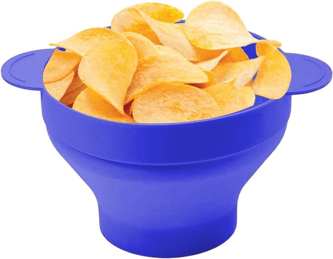 Popcorn Kom - Magnetron Kom - Snacken Thuis - Hittebestendig Silicone - Opvouwbaar - Donkerblauw
