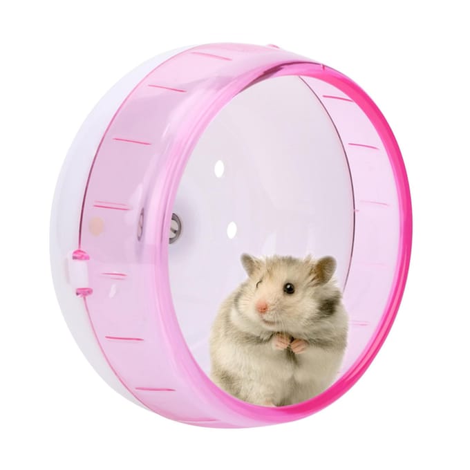 Jouet d'exercice à roulettes super silencieux en plastique pour petits animaux de compagnie, hamster, cochon d'Inde rose
