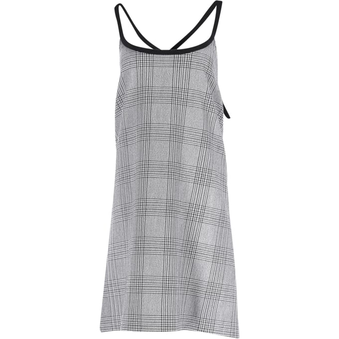 Maje geruite mini-jurk met gekruiste bandjes in grijs polyester