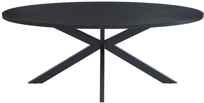 Vente-unique Eettafel 8 personen van eikenfineer en metaal - Zwart - LINIOMA