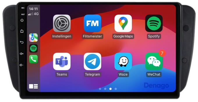 CarPlay autoradio geschikt voor Seat Ibiza | 2008 t/m 2014 | Android 16 | Draadloos Apple CarPlay & Android Auto | 2GB + 32GB | QuadCore processor | Denago DNG-A05 | 2025 model | 2008 2009 2010 2011 2012 2013 2014 | Bluetooth & Wifi