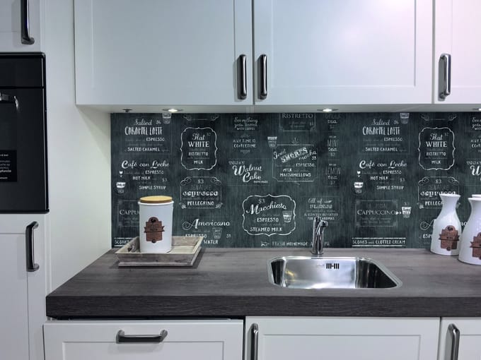 Spatwand met print - Koffie Café Menu