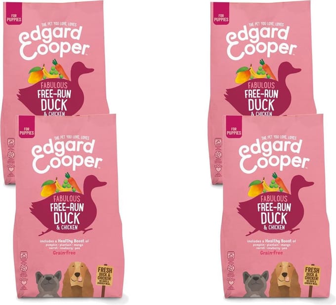 Edgard & Cooper Free-Run Duck Puppy Eend&Kip&Banaan - Hondenvoer - 4 x 2.5 kg Graanvrij