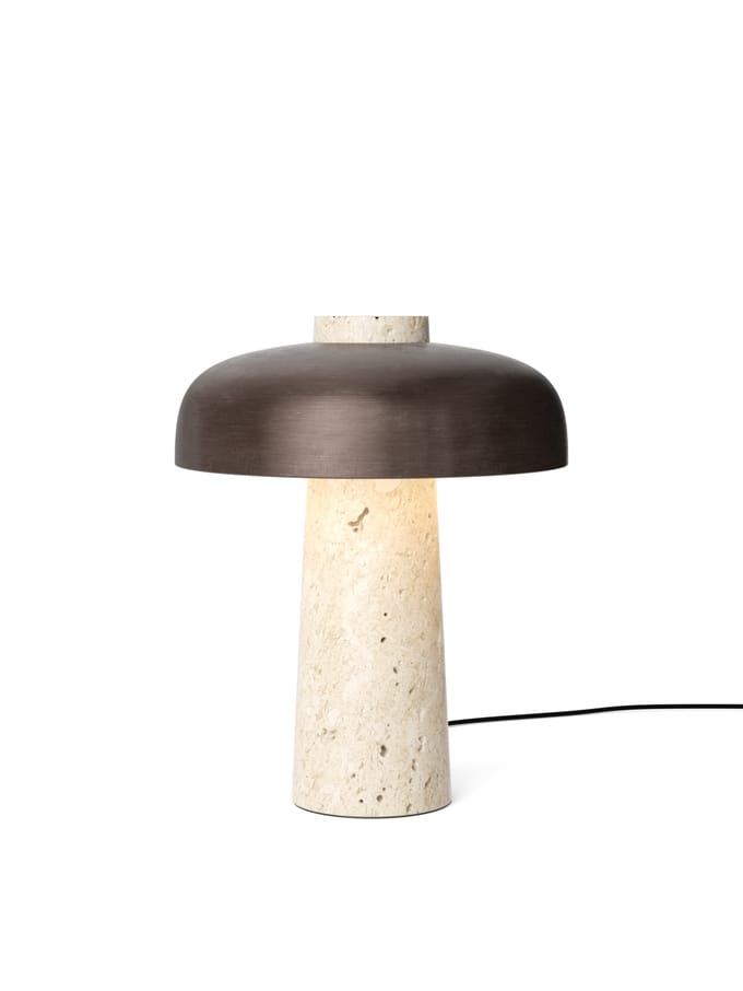 Audo Copenhagen Audo LED tafellamp Reverse, brons, travertin, hoogte 30 cm