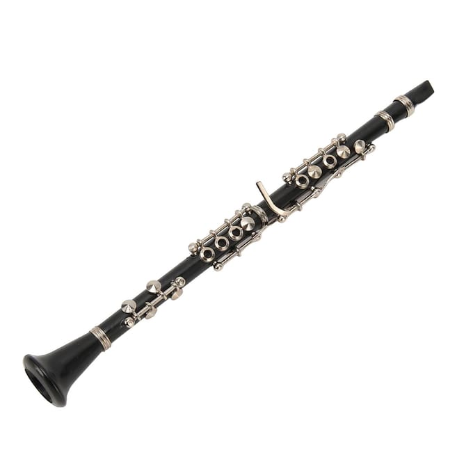 Miniatuur Klarinet Replica met Standaard en Koffer Muziekinstrument Model Poppenhuis Decoratie 7.4in black