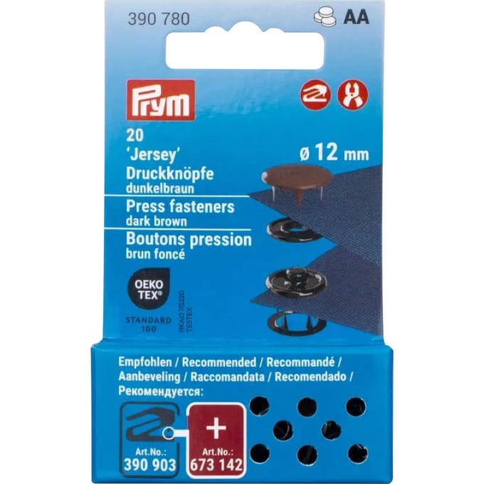 Prym Drukknopen Jersey, 12 mm, 20 stuks (en) - Donkerbruin