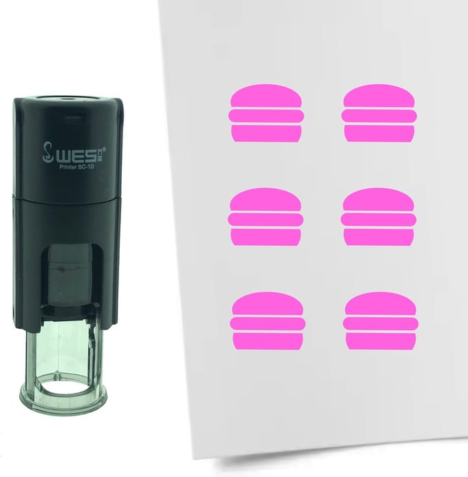 CombiCraft Stempel Hamburger 10mm rond - roze inkt