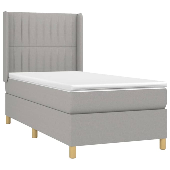vidaXL - Boxspring - met - matras - stof - lichtgrijs - 100x200 - cm