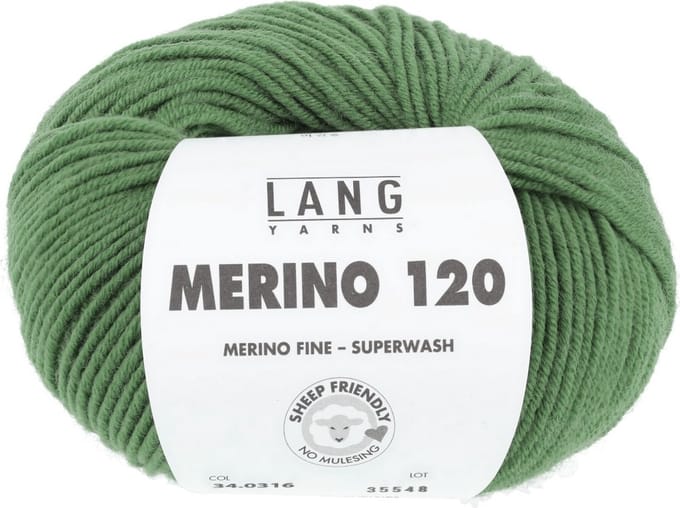 Lang Yarns Merino 120 - 316 groen - Merinowol Garen