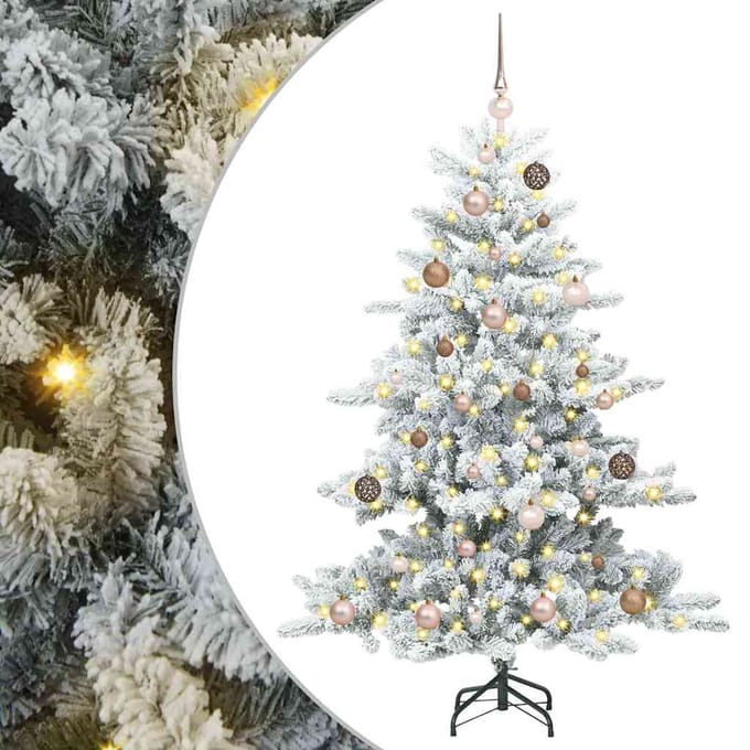 vidaXL - Kunstmatige - Hinged - Kerstboom - Wit - 150 - cm - PVC - en - Staal