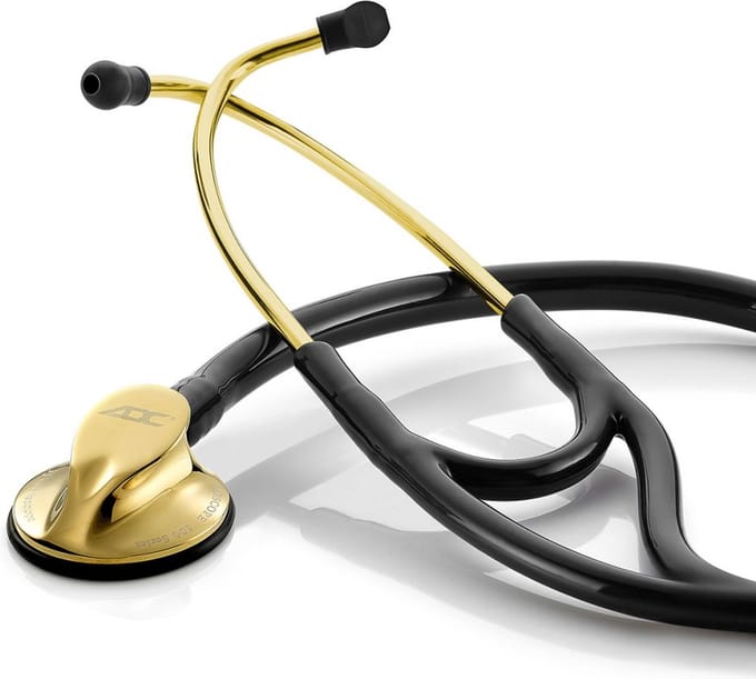 Adscope® 600 Platinum Cardiology Stethoscoop Gold Finish-Black