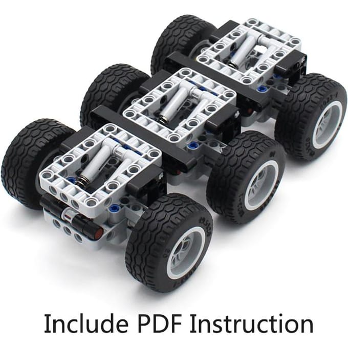 6-wielige Trailer Assembly Mini Drie-assig Chassis Bouwstenen 119 stuks Mechanische Eenheid Technische Stenen black