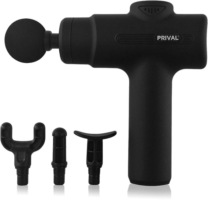 Prival Massage Gun – Spiermassage Apparaat met 4 Opzetstukken