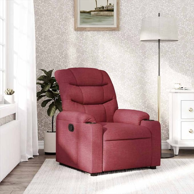 vidaXL - Fauteuil - verstelbaar - stof - wijnrood