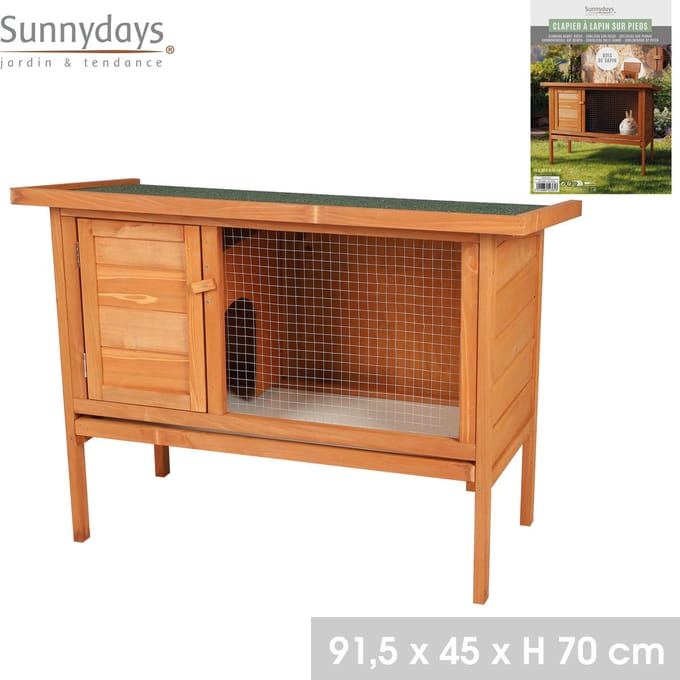 Sunnydays Konijnenhok hout 91x45x70 cm -Bruin