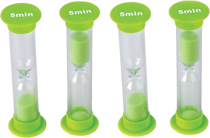 Zandloper set van 4 - 5 minuten, groen, klein