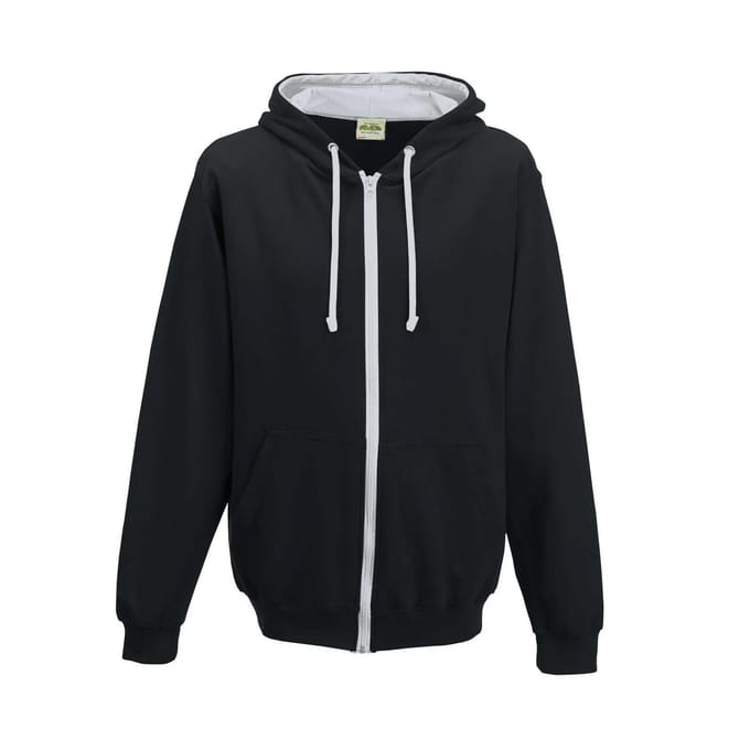 Just Hoods Varsity Zoodie JH053 - JET BLACK/HEATHER GREY - M