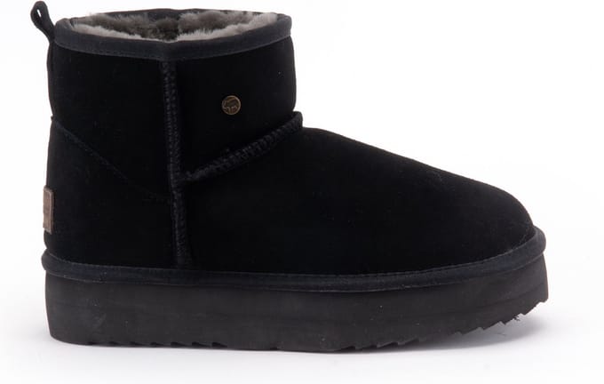 Warmbat Wallaby Suede boot Plateau Dames Laarzen - Zwart