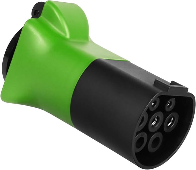 Groene water- en stofdichte V2L Type 2-Schuko adapter 3,5kW 16A